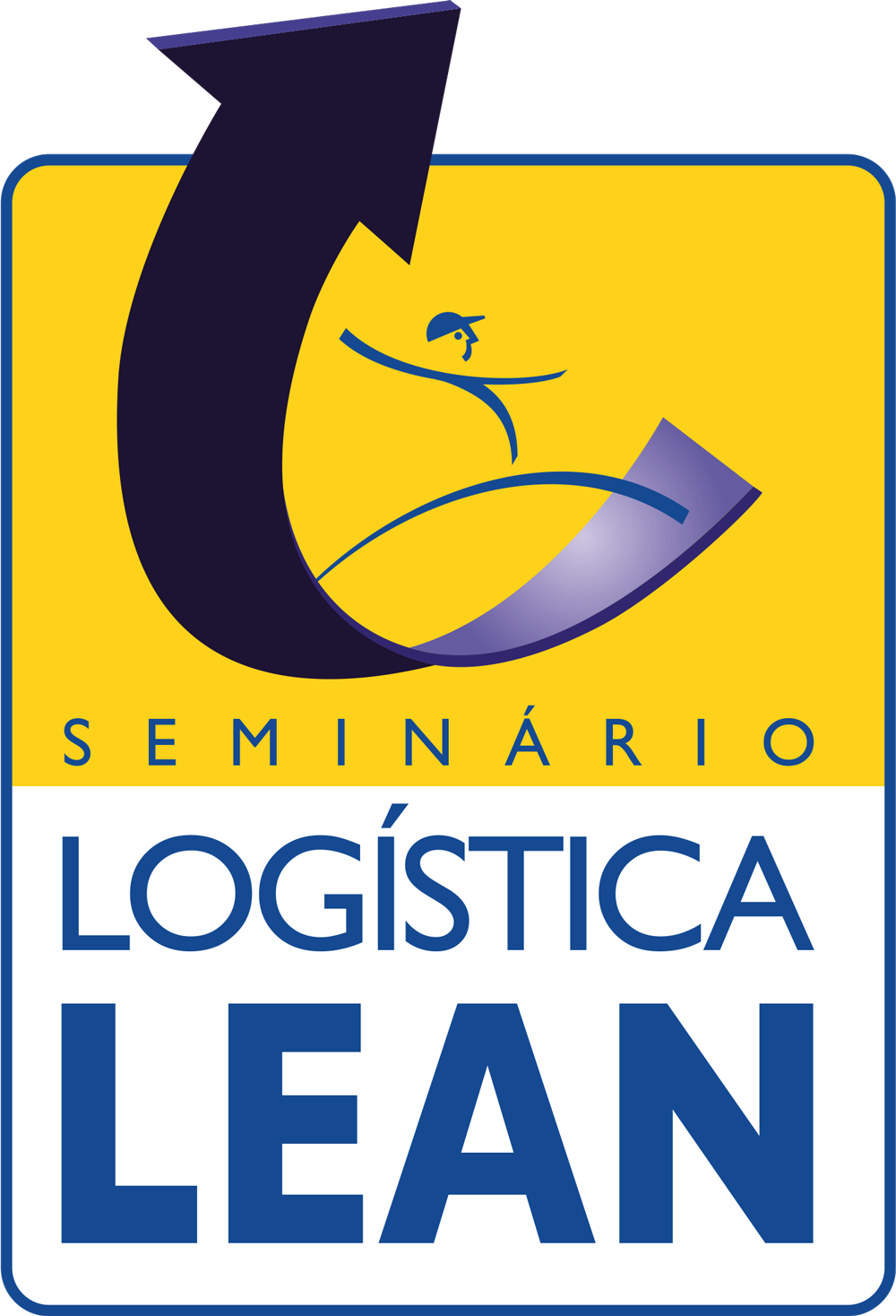 Desenvolvimento da marca para o Seminário Logística Lean, que apresenta uma composição única com uma seta curva e o 'leaper' (símbolo criado pelo Lean Enterprise Institute de Boston). A seta representa o fluxo otimizado e eficiente dos processos logísticos nas empresas, indicando um caminho para uma cadeia de suprimentos mais eficaz. A marca transmite visualmente a proposta do evento, que apresenta soluções práticas e inovadoras para a área de logística.