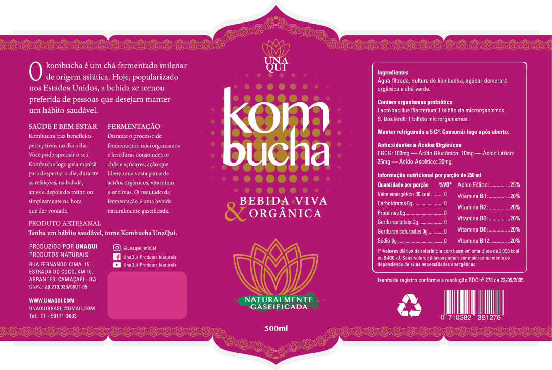 Projeto de rótulo para 'Kombucha Unaqui', ilustrado por Nêio Mustafa. Apresenta o rótulo com inspiração nos signos indianos. Design criativo com cores vibrantes e elementos gráficos distintos. Projeto de rótulo para 'Kombucha Unaqui', ilustrado por Nêio Mustafa. Apresenta o rótulo com inspiração nos signos indianos. Design criativo com cores vibrantes e elementos gráficos distintos.