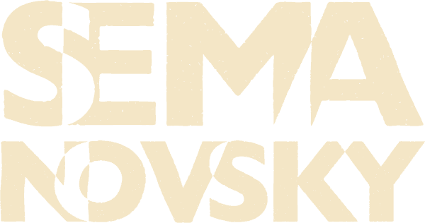Versão justificada da marca Semanovsky, criada por Nêio Mustafa, designer gráfico em São Paulo.
