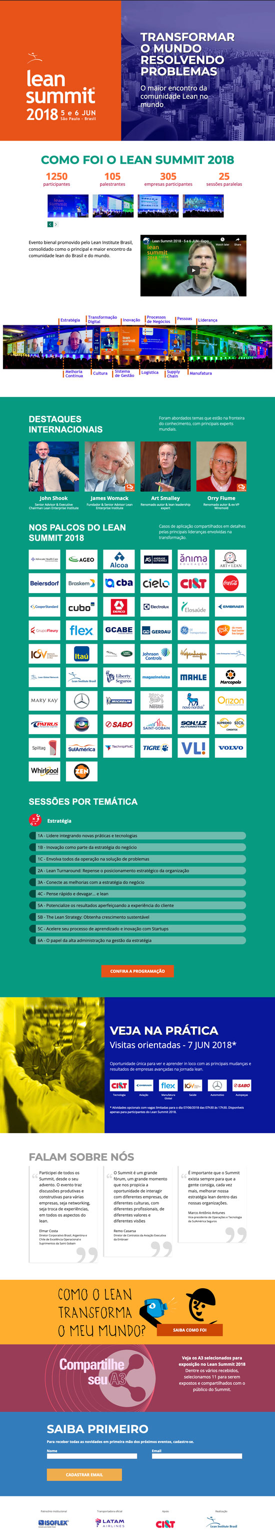 Webpage para o evento internacional Lean Summit 2018