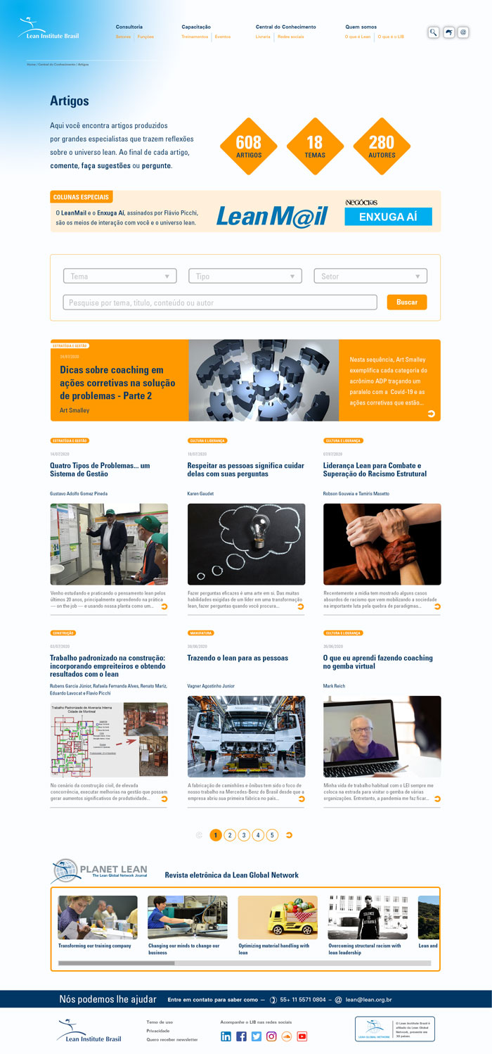 Design UI e UX de qualidade por Nêio Mustafa para a consultoria Lean Office do Lean Institute Brasil.