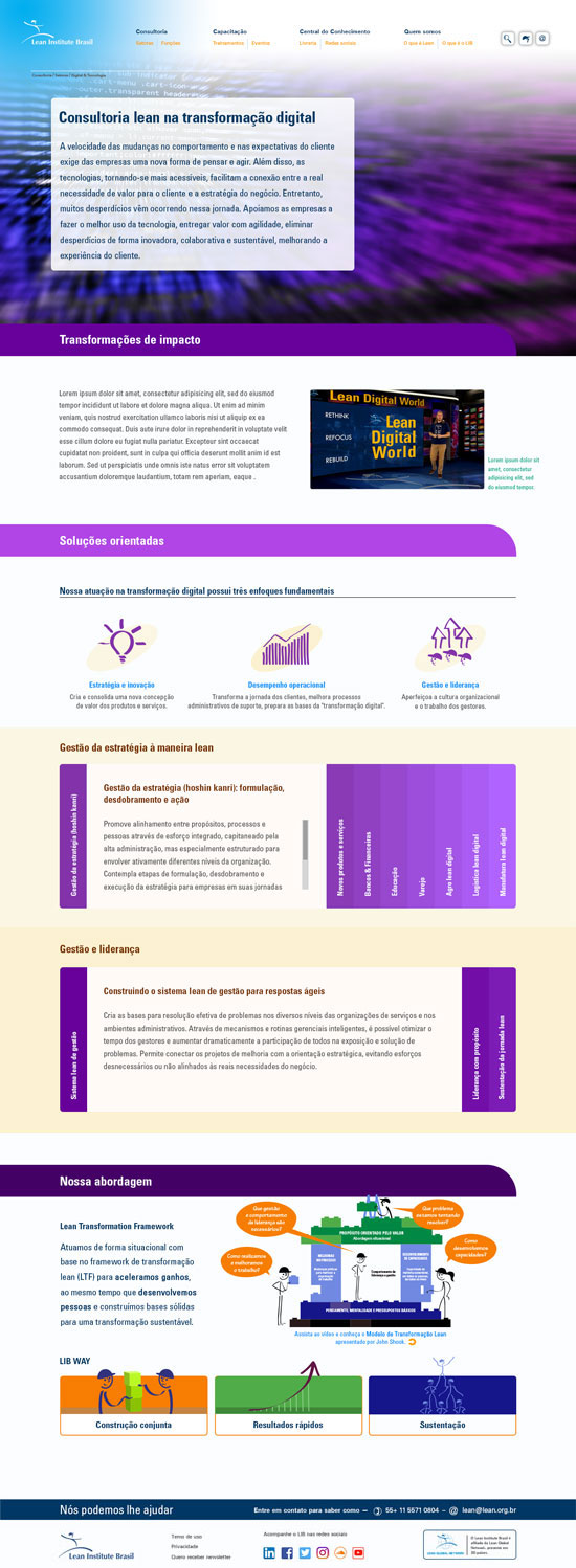 Design UI e UX de qualidade por Nêio Mustafa para a consultoria Lean Office do Lean Institute Brasil.