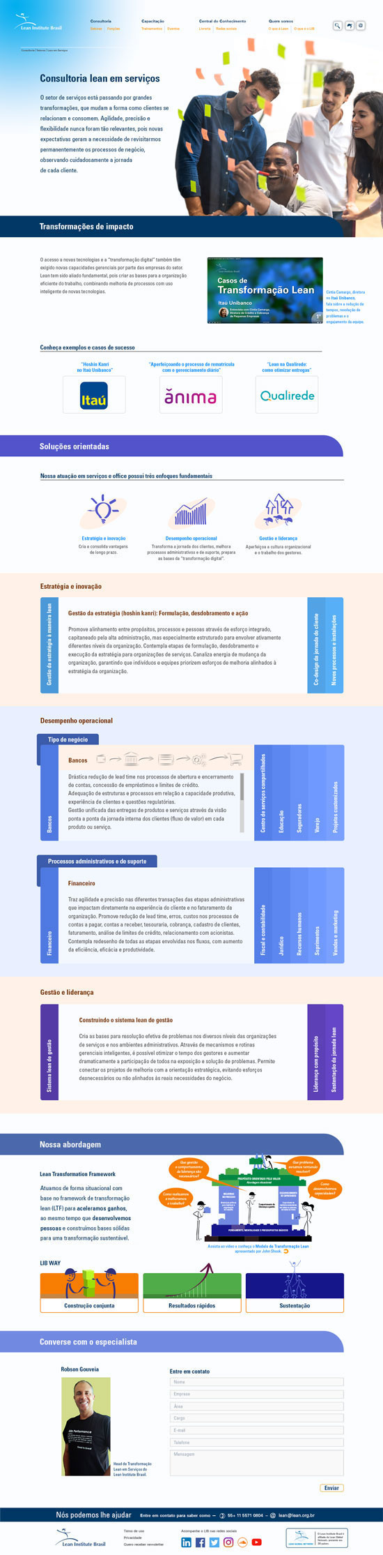 Design UI e UX de qualidade por Nêio Mustafa para a consultoria Lean Office do Lean Institute Brasil.