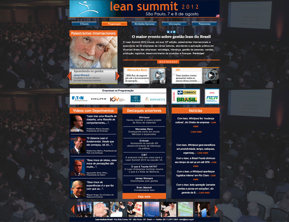 Landing page para o evento internacional Lean Summit 2012