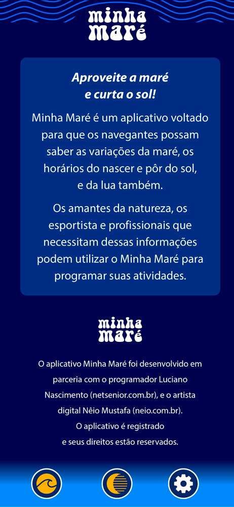 Interface do aplicativo 'MinhaMaré'