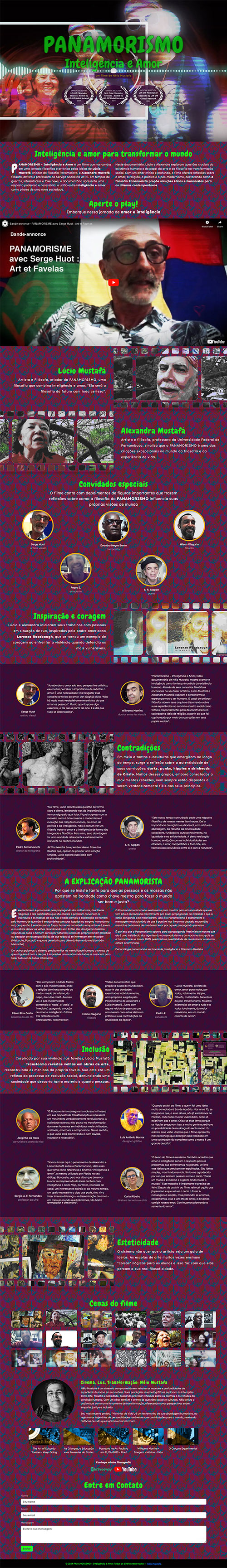 Landing de divulgação do filme 'PANAMORISMO - Inteligência e Amor'