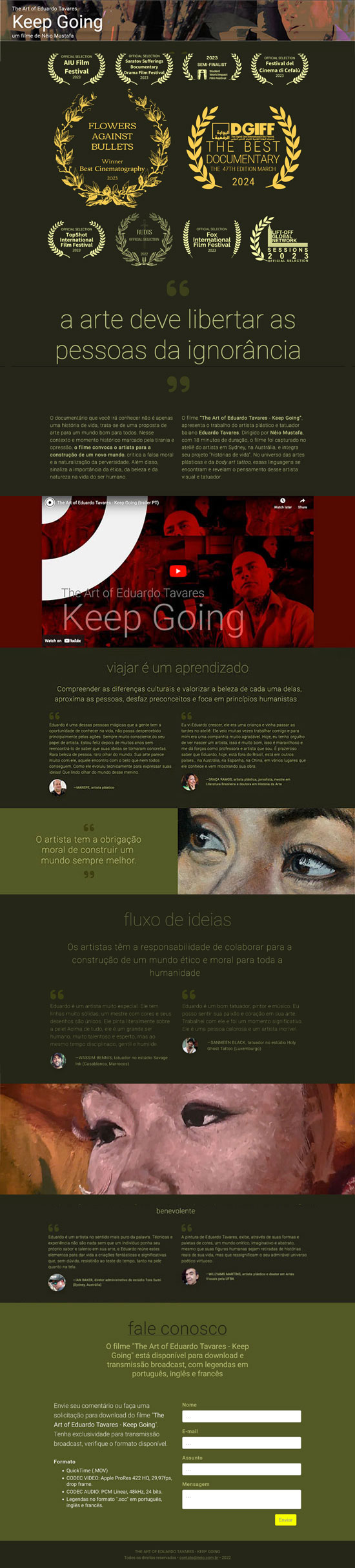 Confira a landing page do filme 'The Art of Eduardo Tavares - Keep Going'